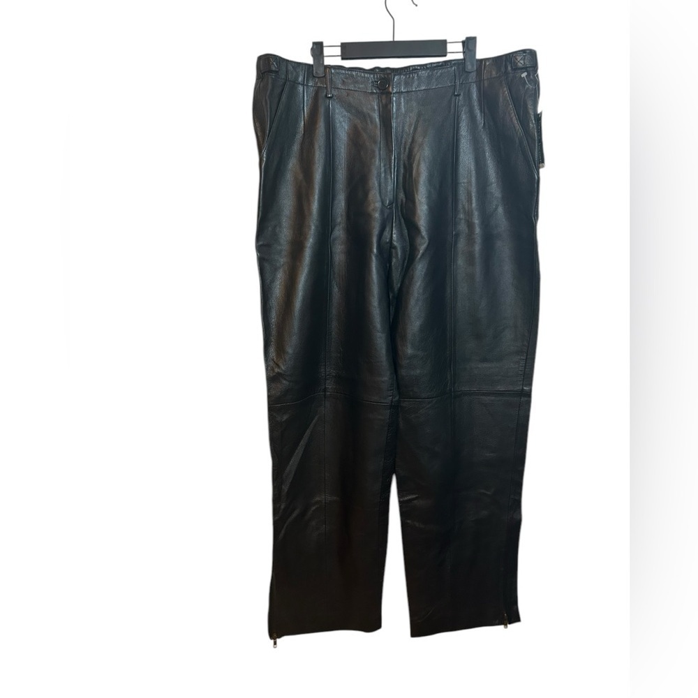 NWT Harve Bernard Vintage Wide Leg Ankle Zip Leather Pants
